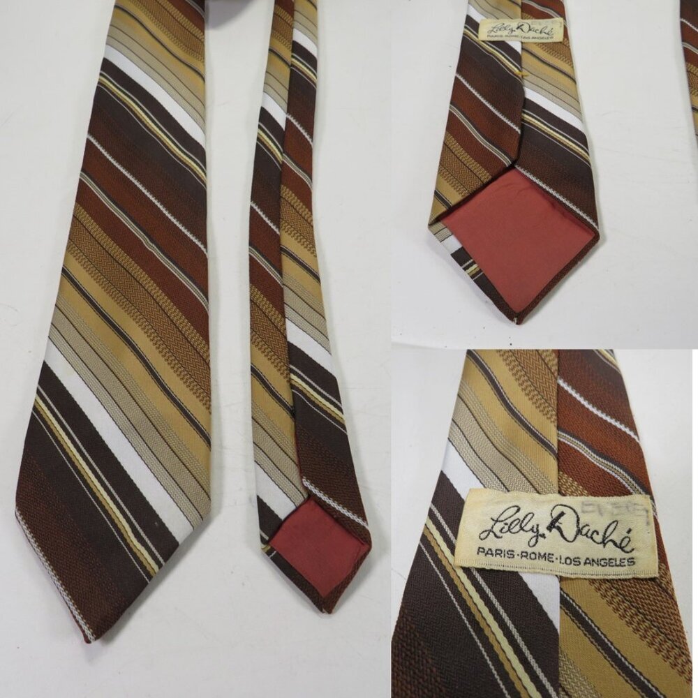 Vintage Browns Stripes Mens Tie by Lilly Dache Men's Necktie